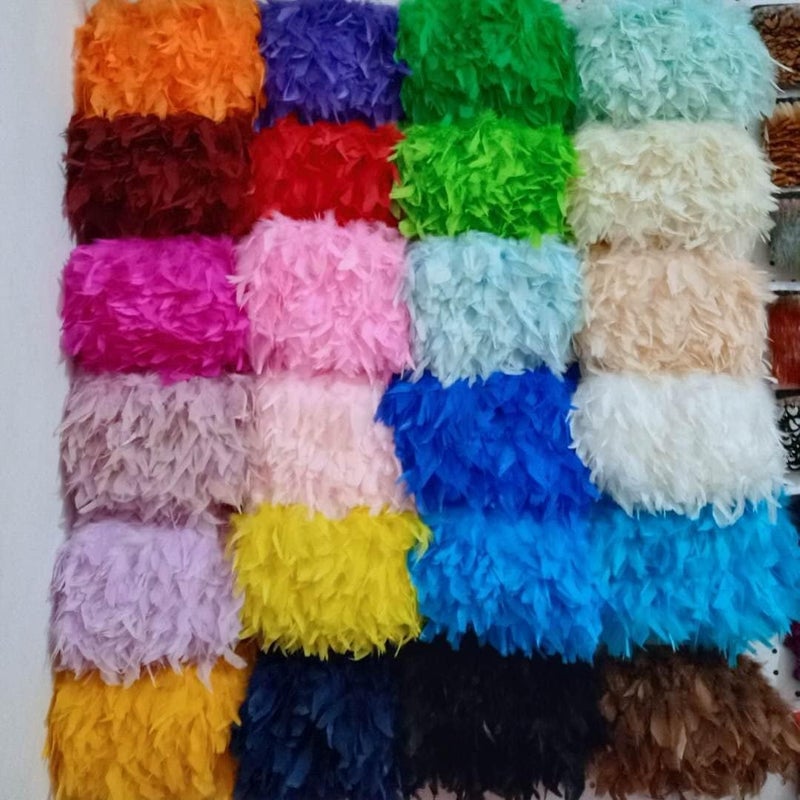 Shekyeon Turkey Feathers Fringe Trim for Party Clothing DIY Sewing Crafts Decoration Pack of 2 Yards (Colorful) - Image 4